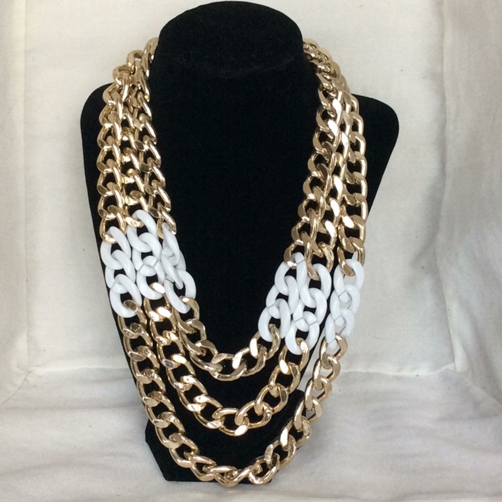 Gold and white braided necklace